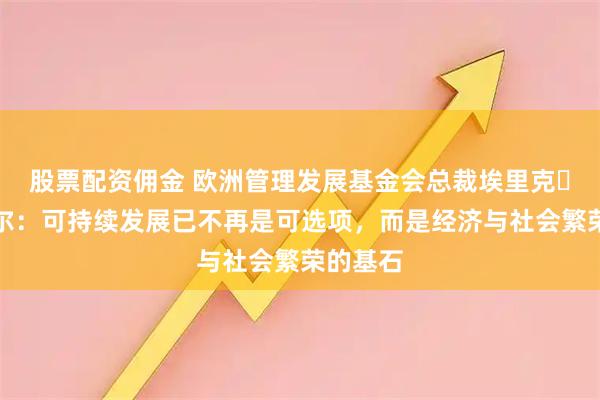 股票配资佣金 欧洲管理发展基金会总裁埃里克・科尼埃尔：可持续发展已不再是可选项，而是经济与社会繁荣的基石